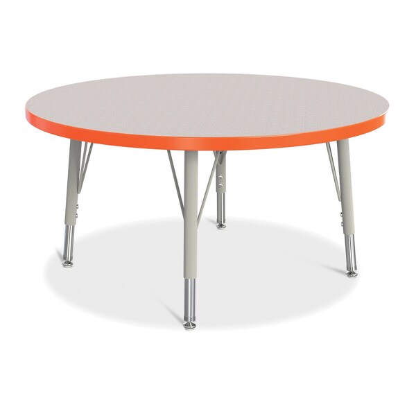 Jonti-Craft Berries Round Activity Table, 36 in. Diameter, E-height, Freckled Gray/Orange/Gray 6488JCE114 - main